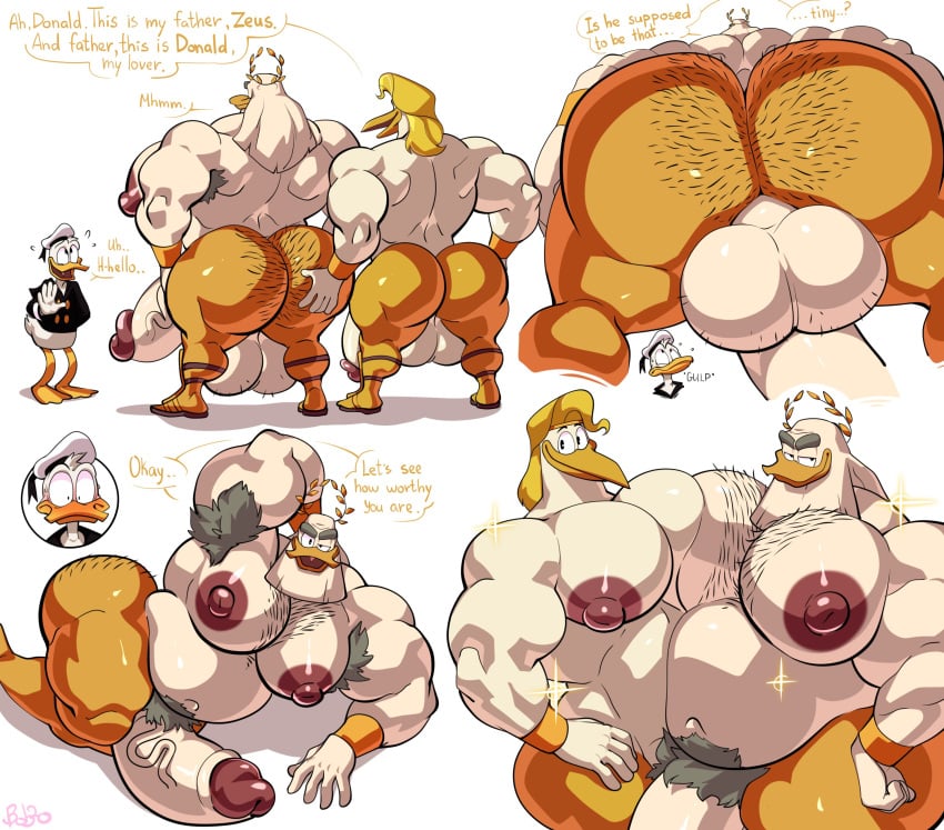 absurd_res anatid anseriform anthro armpit_hair ass avian balls beak big_balls big_butt big_muscles big_nipples big_pecs big_penis bird blonde_hair bobthetanuki body_hair butt_grab butt_hair chest_hair dialogue disney donald_duck duck ducktales ducktales_(2017) english_text father father_and_child father_and_son feathers genitals group hair hand_on_butt hi_res huge_balls huge_butt huge_cock huge_muscles hyper hyper_balls hyper_genitalia hyper_penis lying male male/male male_only muscular muscular_anthro muscular_male navel nipples nude on_side parent parent_and_child pecs penis pubes simple_background son storkules text white_background white_body white_feathers zeus zeus_(ducktales)