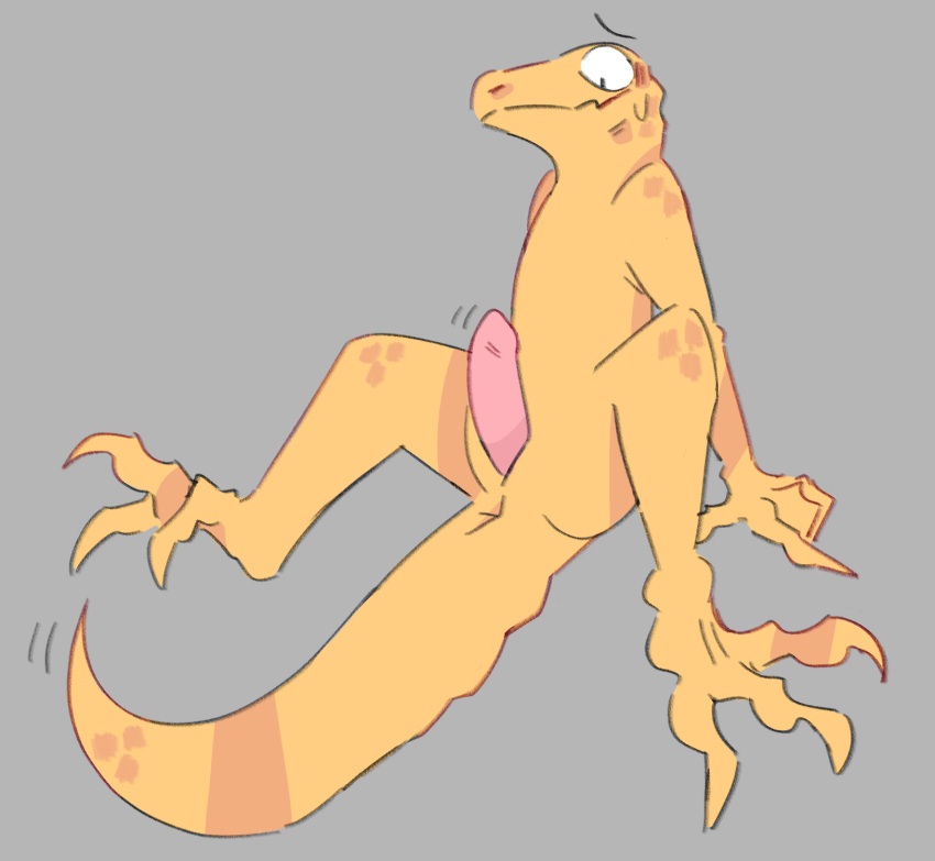 anthro ass blush digital_media_(artwork) embarrassed erection genitals hi_res lizard male male/male nude penis presenting presenting_hindquarters reptile scalie showing_penis showing_rear shy simple_background slit smile sodacaps solo