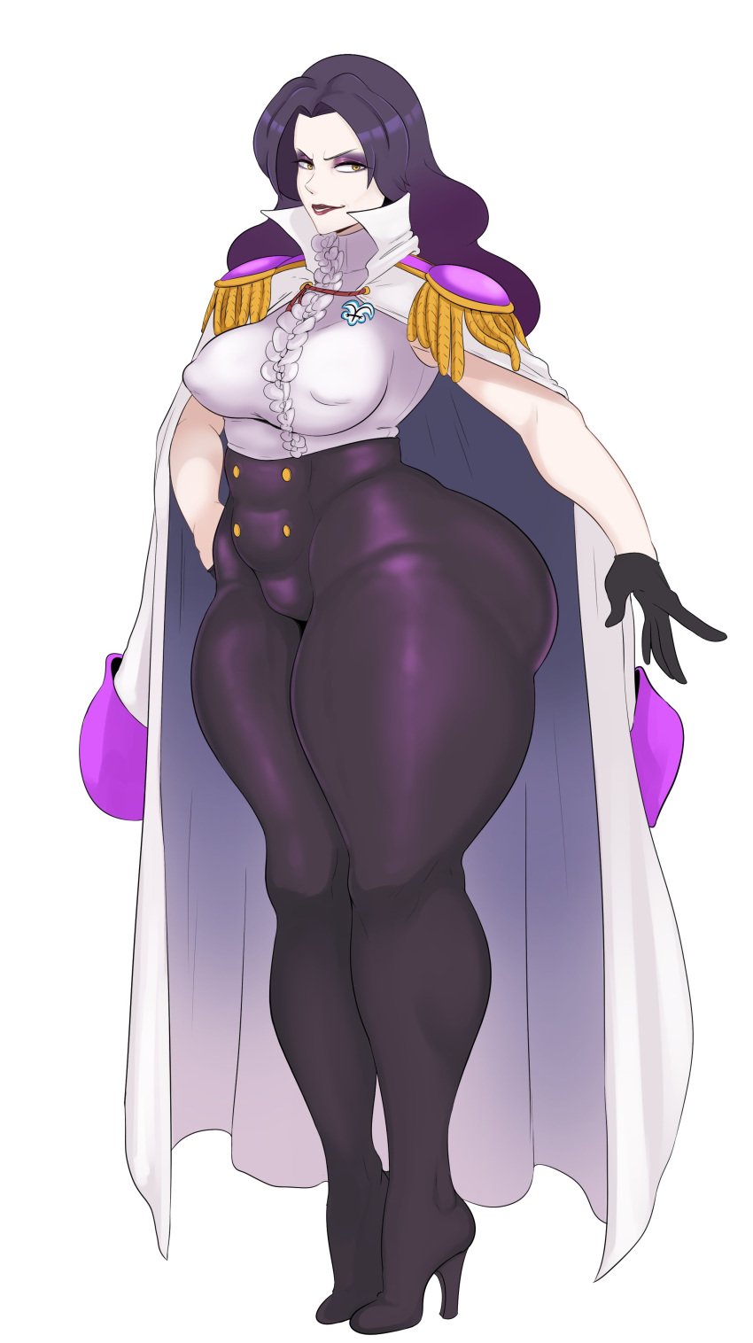 1girls absurdres big_breasts breasts erect_nipples female female_only high_heels highres large_ass large_breasts mara_(sundown) marine_(one_piece) nipples one_piece original_character solo sunnysundown thick_thighs uniform wide_hips