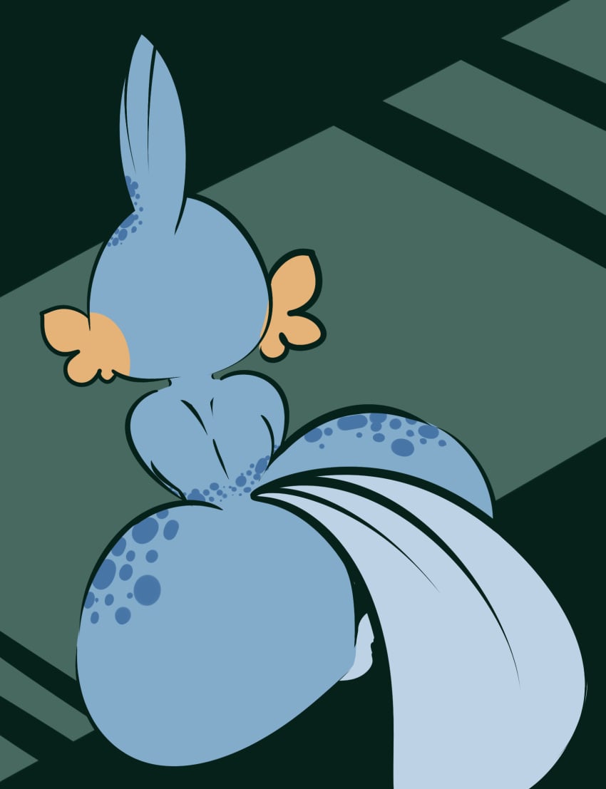 1-upclock 2021 anthro ass big_butt blue_body blue_scales blue_spots butt_focus cheek_fins female fin genitals head_fin hi_res huge_butt mabel_(1-upclock) marine mudkip nintendo orange_body orange_cheeks orange_scales pokémon_(species) pokemon pokemon_(species) pussy rear_view scales scalie solo spots spotted_body spotted_scales tail_fin video_games