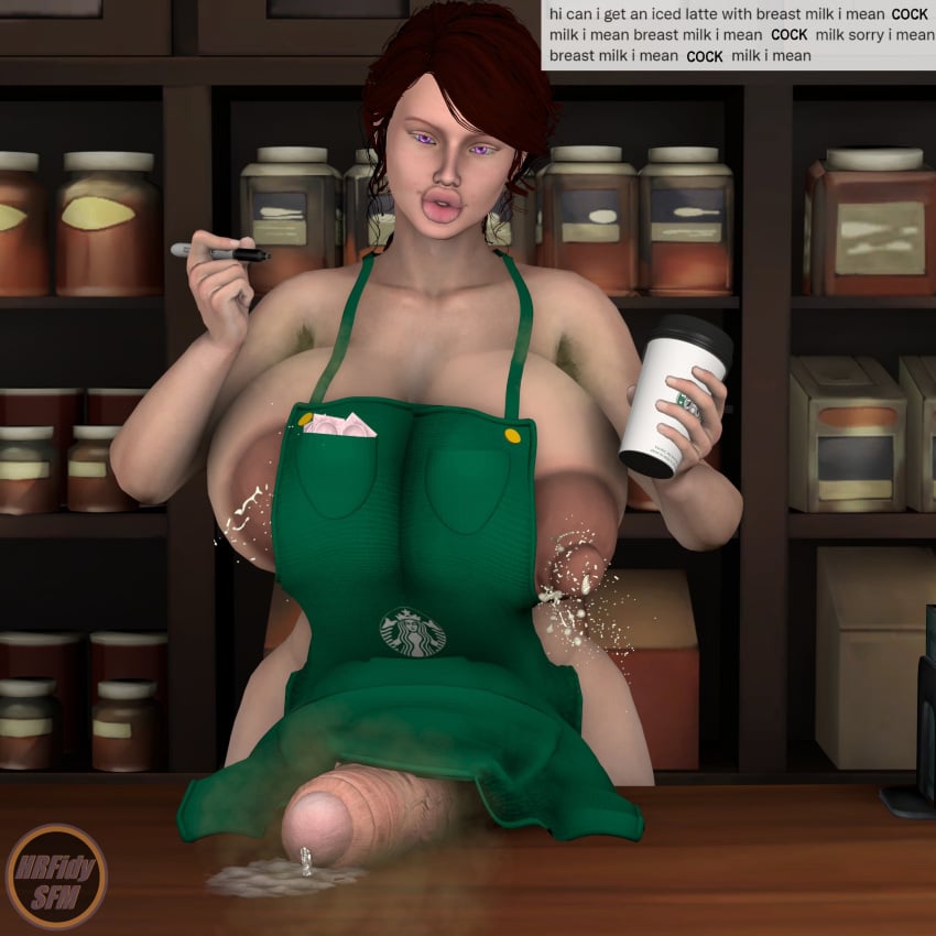 1futa 3d apron barista big_breasts breasts busty erection futa_only futanari hourglass_figure hrfidy huge_cock iced_latte_with_breast_milk lactation large_breasts meme mostly_nude naked_apron penis public sideboob solo tagme uniform waitress wide_hips zeena_(hrfidy)