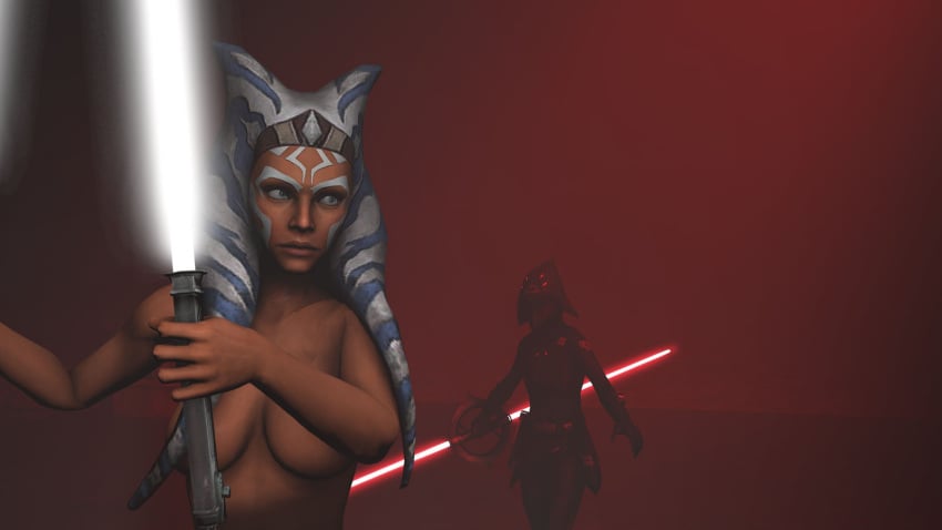 2021 2girls 3d ahsoka_tano bad_deviantart_id breasts clothed_female disney_xd female female_only green_skin helmet inquisitor inquisitor_(star_wars) lightsaber lucasfilm mirialan nude_female only_the_one56 orange_skin red_lightsaber seventh_sister sfm source_filmmaker source_request star_wars star_wars_rebels togruta white_lightsaber