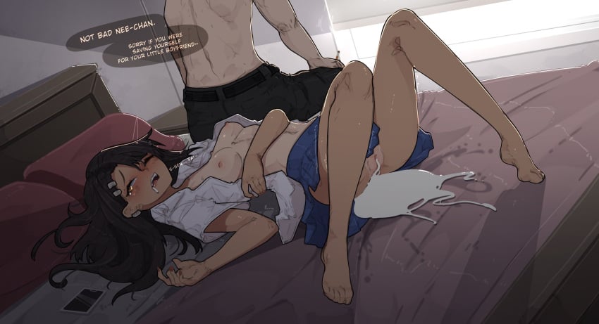 1boy 1girls 2021 absurd_res after_rape after_sex after_vaginal areolae barefoot bed black_hair blush breasts brother_and_sister cellphone cigarette cum cum_drip cum_in_pussy cum_inside cum_puddle drooling english_text excessive_cum feet female hairclip hayase_nagatoro highres human impregnation_risk incest indoors leaking leaking_cum long_hair lying lying_on_back lying_on_bed male medium_breasts miniskirt nail_polish navel netorare nipples no_panties on_back one_eye_closed partially_clothed pillow please_don't_bully_me,_nagatoro pussy rape rolling_eyes ruined_for_marriage sheets shirt shuuko sitting sitting_on_bed skirt smartphone smoking speech_bubble taiga_nagatoro tan tanline text thighs toes trembling uncensored unwanted_creampie unwanted_cum_inside unwanted_cumshot yellow_eyes