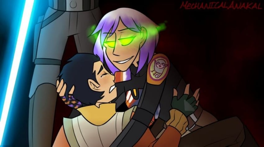 1girls 2boys 2d armor artist_request black_hair blue_lightsaber chestplate closed_eyes clothed clothed_male clothing corruption crying domination eyes ezra_bridger female femdom fingerless_gloves forced fully_clothed gloves glowing_eyes happy head_grab holding human human_only jacket jedi kanan_jarrus lightsaber long_sleeves magic magical_ichor male malesub mandalorian mandalorian_armor mechanicalanakal_(artist) mind_control no_sex nude_female open_eyes orange_clothing possessed possession purple_hair rape_face red_background sabine_wren sad short_hair_female short_hair_male shoulder_pads side_view simple_background sitting sleeves smile smirk standing star_wars star_wars_rebels straight submissive tagme tears teeth teeth_clenched trio watermark