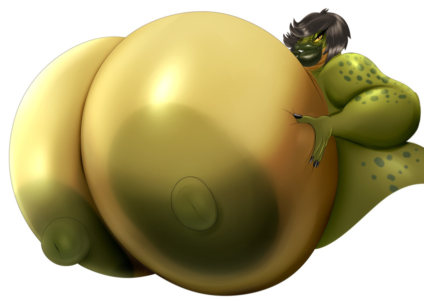 1girls anthro areola areolae big_areola big_breasts black_hair breast_grab breasts crocodile crocodile_girl crocodilian crocodylid female female_only grabbing_own_breasts green_body green_nipples gustine_(vdisco) hair hand_on_breast hi_res huge_breasts huge_lips hyper hyper_breasts lips mrmadhead nipples non-mammal_breasts orange_eyes presenting presenting_breasts reptile scalie solo thick_lips