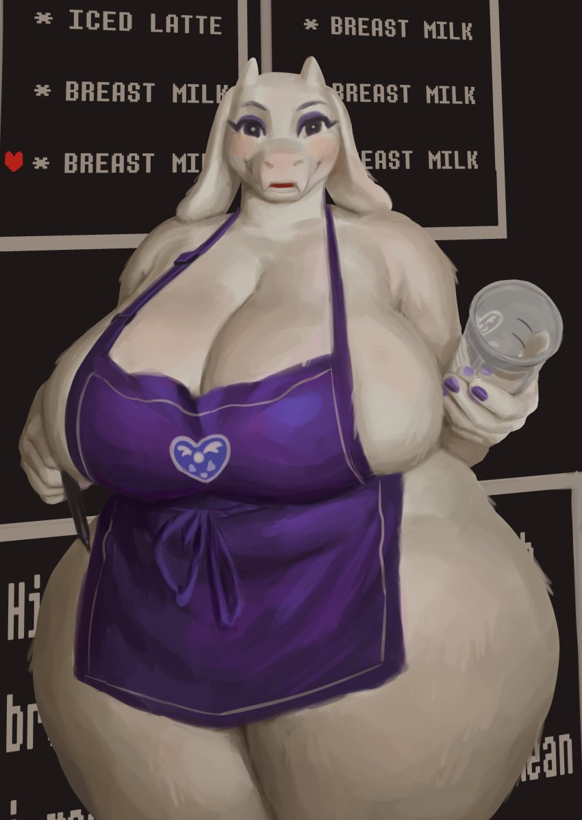 1girls 2d_looking_like_3d anthro big_breasts breasts female fur goat huge_breasts humanoid hyper_bimbo iced_latte_with_breast_milk large_breasts looking_at_viewer mammal mammal_humanoid mature_female meme milf overweight overweight_female patacon solo text thick_thighs thunder_thighs toriel undertale undertale_(series) voluptuous white_fur wide_hips