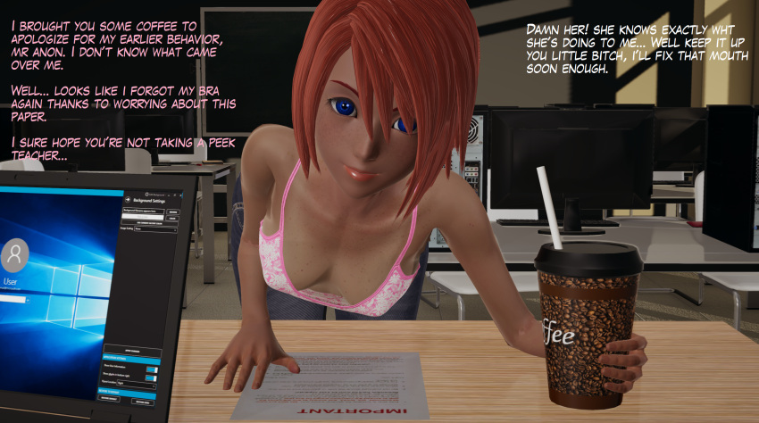 3d class classroom cleavage dialogue disney freckles honey_select kairi kingdom_hearts light-skinned_female pov roseza square_enix student talking_to_viewer tan tan-skinned_female tanlines teacher teacher_and_student text