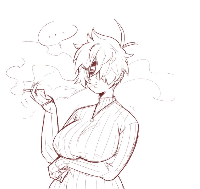 ... 1girl 1girls arm_below_breasts aunt aunt_hellen_(insouwu) belly_button big_breasts blowing_smoke boobs boots breasts cigarette cigarette_smoke collar earring earrings female female_focus female_only hair_over_one_eye holding holding_cigarette holding_object insouwu messy_hair nipples_visible_through_clothing oc original_character pose short_hair sketch sweater text text_bubble thick thick_hips thick_thighs