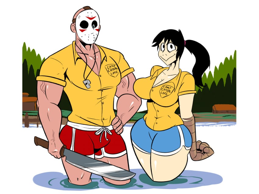 1boy 1boy1girl 1girls big_breasts creepypasta friday_the_13th jason_voorhees momo_(creepypasta) muscle tagme ultimatez uztweetys wholesome