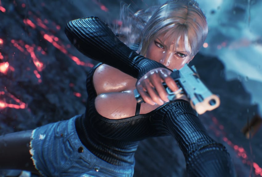 big_breasts cleavage female female_only gun nina_williams tekken tekken_8