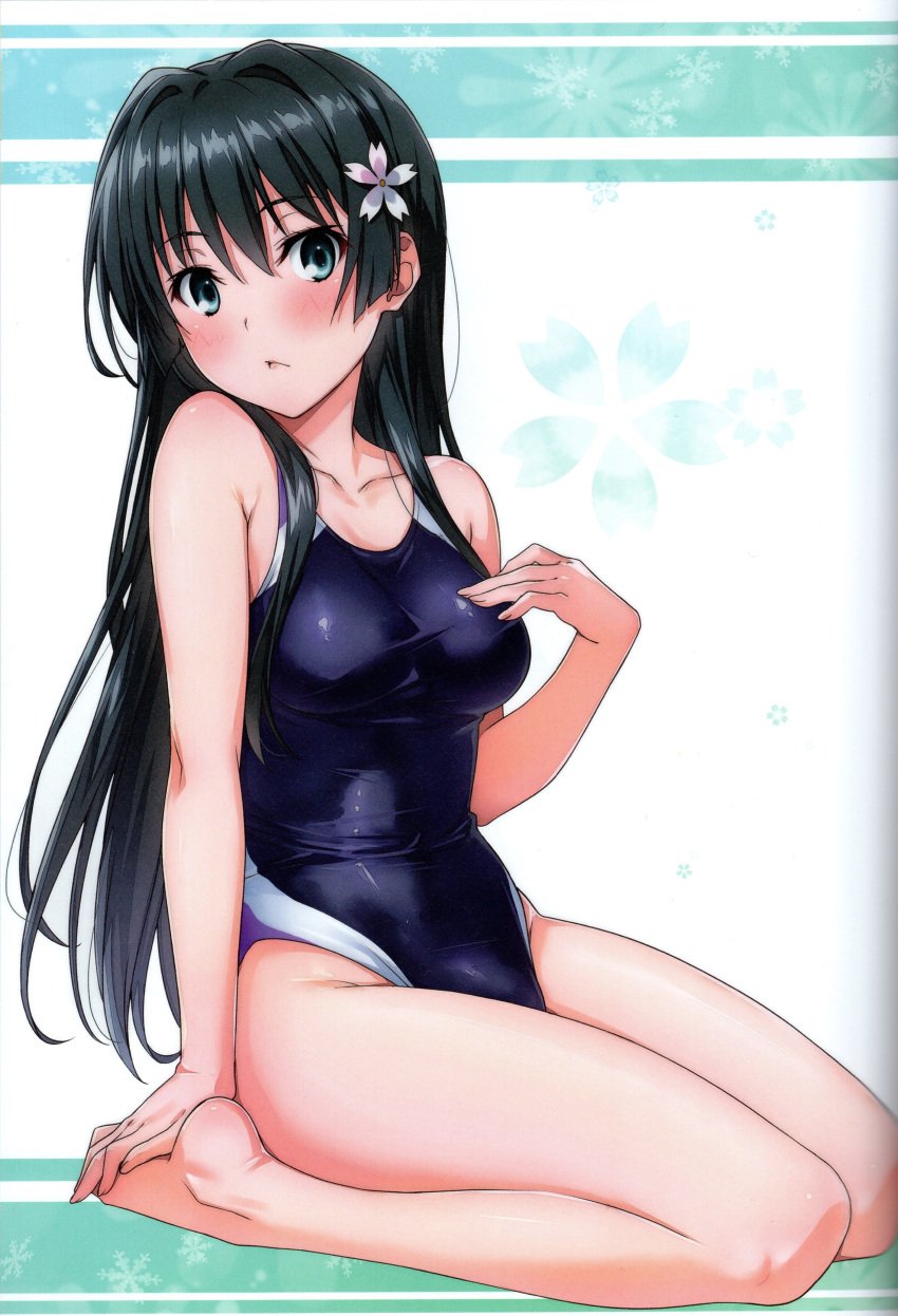 1girls absurd_res absurdres ankles bare_arms bare_calves bare_hands bare_hips bare_knees bare_legs bare_shoulders bare_skin bare_soles bare_thighs barefoot bikini black_bikini black_hair black_hair_female black_one-piece_swimsuit black_swimsuit black_swimwear blue_eyes blue_eyes_female blush blush_face blush_lines blushed_face blushing_at_viewer blushing_face blushing_female breasts calves collarbone covered_areola covered_areolae covered_crotch covered_vagina dot_nose elbows embarrassed embarrassed_exposed_female embarrassed_female exposed exposed_arms exposed_feet exposed_heels exposed_legs exposed_shoulders exposed_thighs fair_skin feet female female_focus female_only fingernails fingers flower flower_hair_ornament flower_in_hair flower_on_head full_body hair_between_eyes hair_ornament hair_ornaments hand_on_breast hand_on_chest hand_on_foot hand_on_own_breast hand_on_own_chest hand_on_own_foot head_tilt high_resolution highres isshi_pyuma knees knees_together large_breasts lean_body lean_figure legs legs_closed legs_together light-skined_female light-skinned light-skinned_female light_skin light_skin_female light_skinned light_skinned_female long_hair looking_at_viewer narrow_waist navel one-piece_swimsuit saten_ruiko school_swimsuit shoulders simple_background sitting sitting_on_ass sitting_on_knees slender_body slender_waist slim_girl slim_waist smooth_skin soles solo swimsuit swimwear thighs tilted_head toaru_kagaku_no_railgun toaru_majutsu_no_index tokiwadai_school_swimsuit v-line white_background