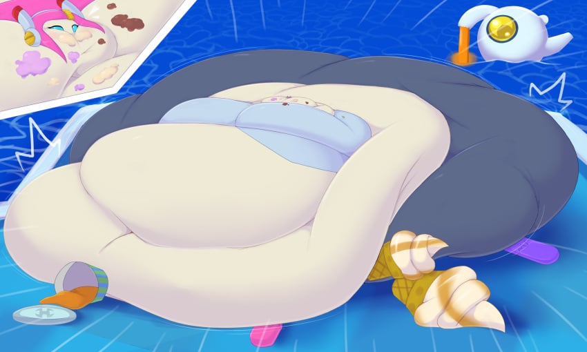 expansion exposed_belly fat fat_ass fat_belly hyper_belly ice_cream immobile messy morbidly_obese_female neapolitan_factory no_arms obese_female shweetmagnet susie_(kirby) tagme weight_gain