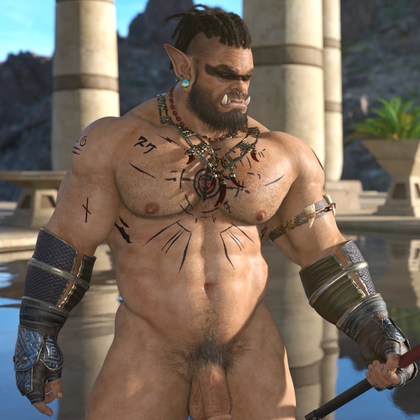 1orc 3d 3d_(artwork) 3d_model bara bara_tiddies bara_tits beefy light-skinned_male light_skin male male_focus male_only male_solo manly masculine masculine_male masculinity muscles muscular muscular_male naked naked_male nude nude_male orc orc_male outdoor_nudity outdoors pubic_hair solo solo_focus solo_male tattooed_arm tattooed_male thick_penis veiny_penis warrior wereorc_(artist)