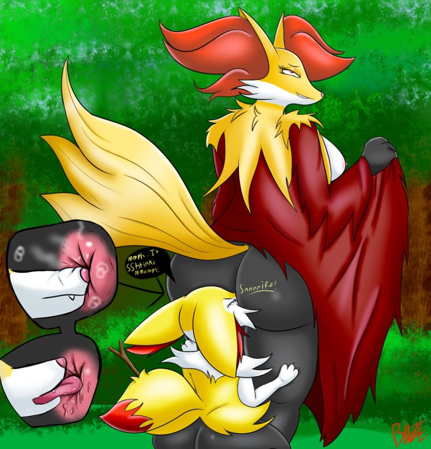 anal anthro anus ass ass_licking blaze_(artist) bodily_fluids braixen breasts butt_sniffing clothed clothing clothing_lift delphox dress dress_lift duo ears_down female fur hi_res incest looking_pleasured muzzle_in_anus nintendo nipples nose_to_anus oral pivoted_ears pokémon_(species) pokemon pokemon_(species) red_body red_eyes red_fur rimming saliva saliva_on_tongue sex smelly sniffing stick tongue tongue_out video_games white_body white_fur yellow_body yellow_fur