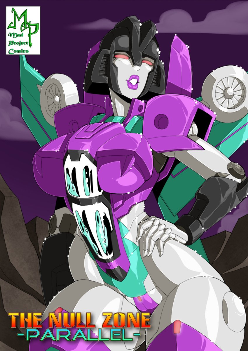 1girls alien alien_girl armor big_breasts breasts busty comic comic_cover crotch_plate decepticon female female_focus female_only mad-project multicolored_body red_eyes robot_humanoid seductive seductive_look slipstream thick_thighs transformers transformers_animated