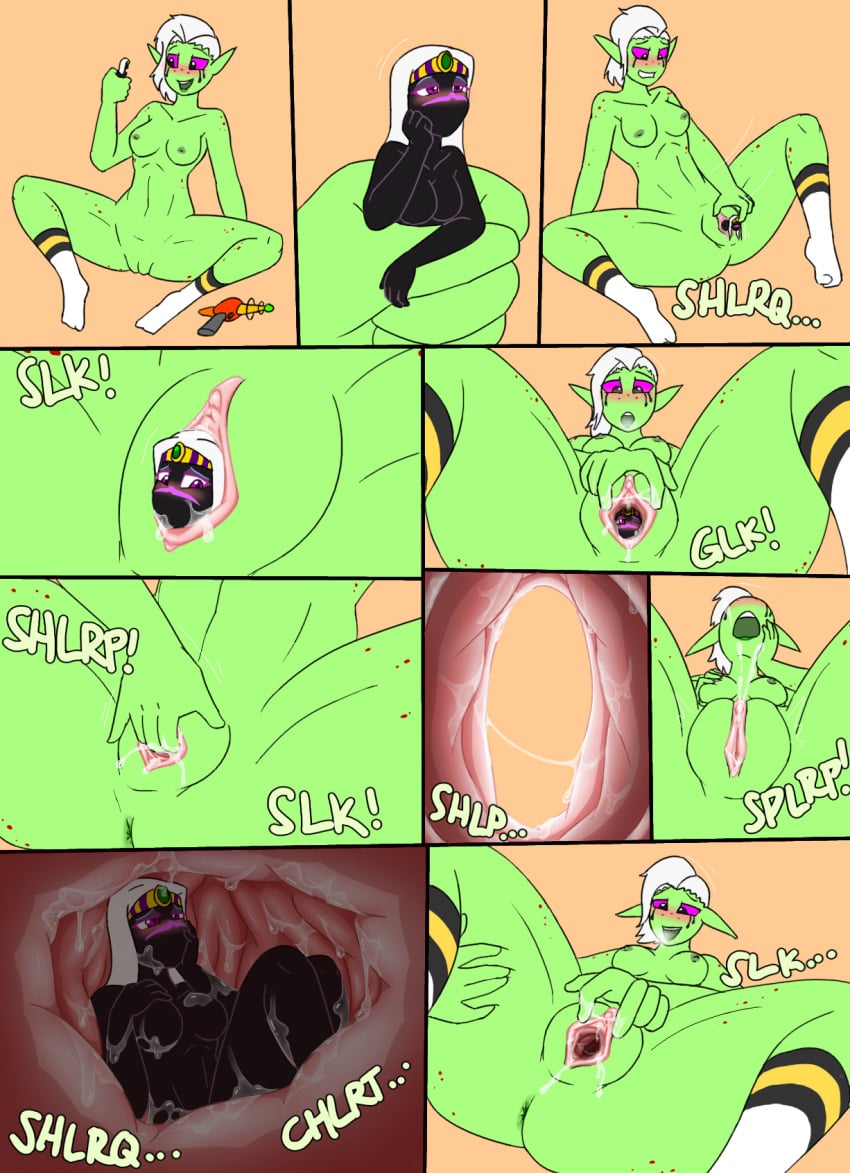 2girls anus black_skin breasts clothing comic cum cumming disney duck_dodgers female female_only gaping gaping_pussy giantess green_skin livinlovindude lord_dominator macro_female masturbation micro_female micro_in_vagina micro_insertion micro_on_macro multiple_girls nipples pussy queen_tyr'ahnee spread_pussy spreading unbirthing vagina vaginal_insertion vore wander_over_yonder white_hair x-ray yuri