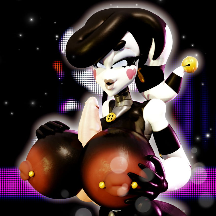 3d 3d_(artwork) bell big_breasts big_penis blender button ear_ring female female_focus five_nights_at_freddy's fucksheissohotogmygod grey_lipstick hands_up heart_cheeks high_resolution huge_breasts light-skinned_male luiske476 marionette_(fnaf) paizuri pierced_nipples piercing puppet_(fnaf) ray54612277 robot titjob