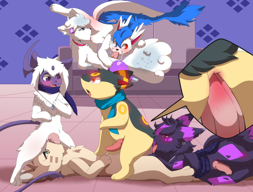 1girls 69_position absol absurd_res alolan alolan_vulpix anal anal_sex berr cowgirl_position cunnilingus dragon eeveelution female feral from_front_position fur furniture furret furry genitals group group_sex hi_res licking male male_penetrated male_penetrating male_penetrating_male multiple_boys nintendo on_bottom on_top oral orgy penetration penile penile_penetration penis penis_in_ass penis_lick pokemon pokemon_(species) pussy quilava regional_form_(pokémon) sarox sex sofa syngie_(artist) tongue tongue_out umbreon vaporeon vulpix yans_the_furret