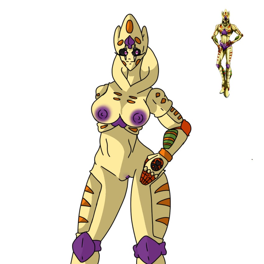 1girls breasts exposed exposed_breasts exposed_pussy female gold_experience_requiem humanoid jojo's_bizarre_adventure only_female rule_63 shounen_jump solo_female stand_(jjba) suado_boi vento_aureo yellow_body