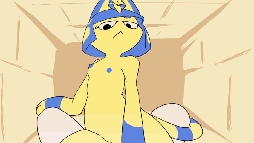 ambiguous_gender animal_crossing animated ankha anthro blue_hair blue_nipples breasts cowgirl_position domestic_cat dragonweirdo duo egyptian felid feline felis female first_person_view frame_by_frame from_front_position grinding hair mammal nintendo nipples nude on_bottom on_top sex small_breasts video_games yellow_body