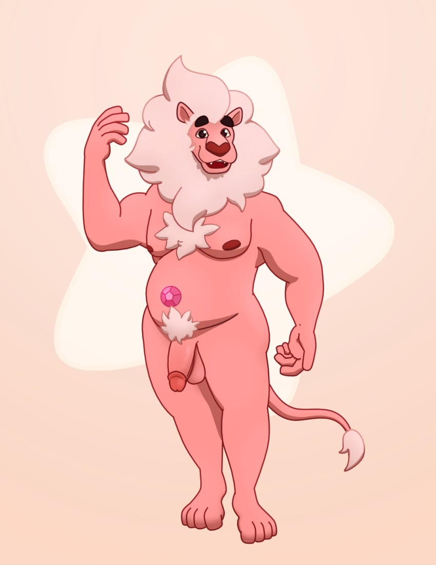 barazoku body_hair cartoon_network chest_hair felid fusion genitals hi_res lion lion_(steven_universe) looking_at_viewer male mammal muscular muscular_male nipples olivepup_00 pantherine penis pubes solo solo_male steven_quartz_universe steven_universe