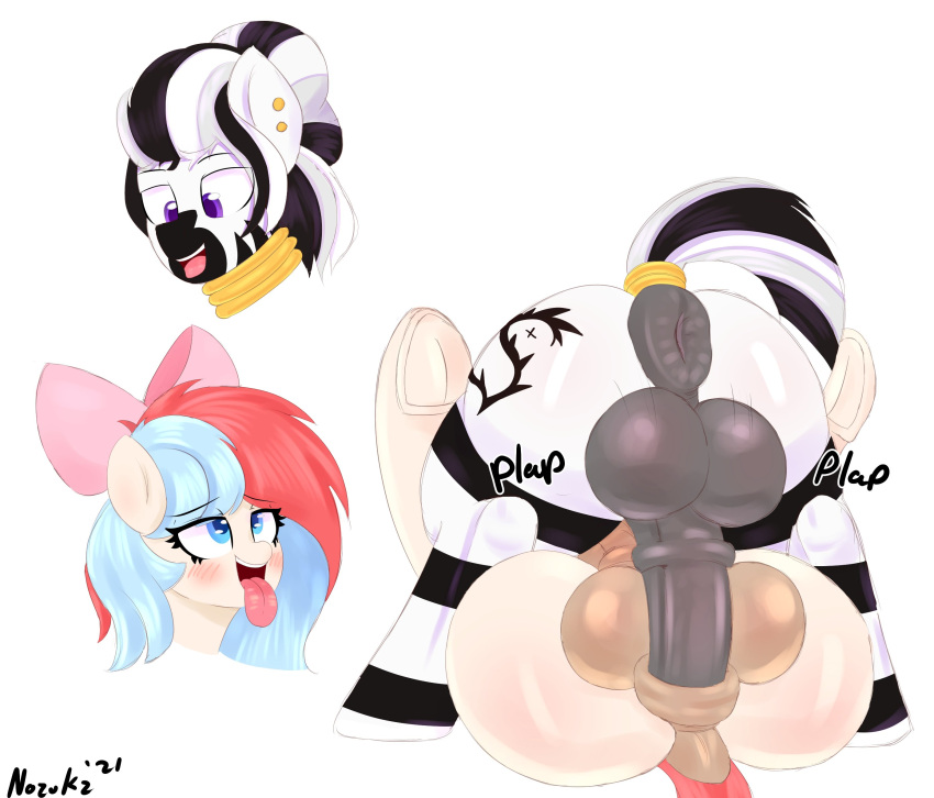 2021 accessory anal anal_sex animal_genitalia animal_penis anus ass balls big_balls big_butt cutie_mark dock dominant duo earth_pony equid equine equine_penis eyebrows fan_character feral friendship_is_magic from_front_position genitals gynomorph gynomorph/gynomorph gynomorph_penetrated gynomorph_penetrating gynomorph_penetrating_gynomorph hair hair_accessory hair_ribbon hairbow hasbro hi_res hooves horse intersex intersex/intersex intersex_penetrated intersex_penetrating intersex_penetrating_intersex interspecies interspecies_domination mammal mating_press multicolored_hair my_little_pony nozukznsfw open_mouth penetration penis pony puffy_anus purple_eyes ribbons rule_63 sex simple_background tongue tongue_out underhoof white_background zebra