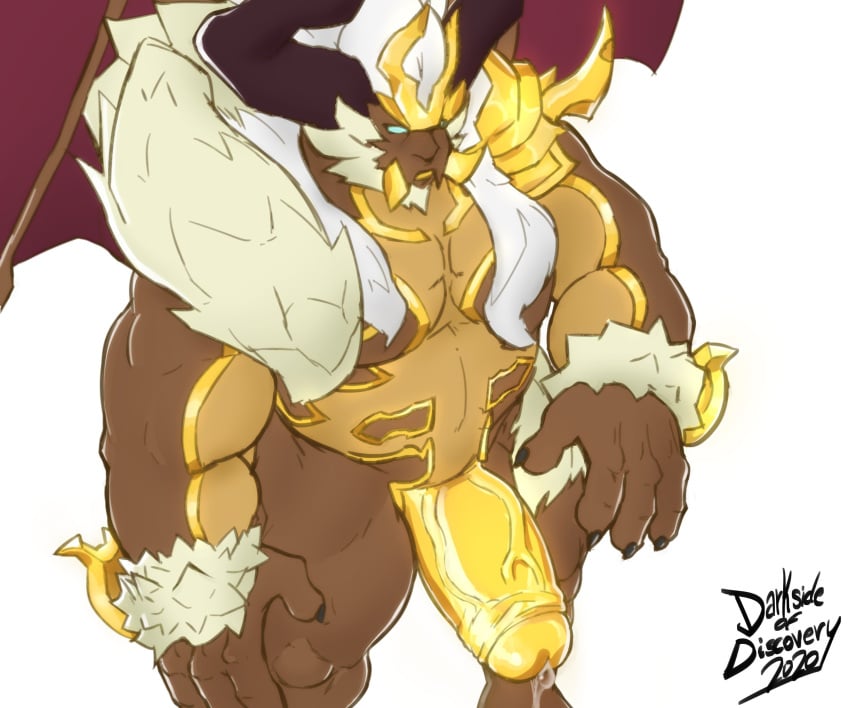 6:5 blue_eyes bodily_fluids brown_body darksideofdiscovery dragalia_lost dragon facial_hair gala_thor genital_fluids genitals hair hi_res horn male male_only membrane_(anatomy) membranous_wings muscular overweight overweight_male penis precum simple_background solo thor thor_(dragalia_lost) vein veiny_penis video_games white_background white_hair wings