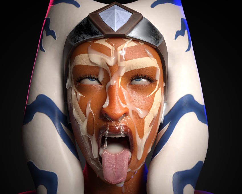 2021 3d ahe_gao ahegao ahsoka_tano alien alien_girl blue_eyes cum cum_covered cum_in_mouth cum_on_face cum_on_tongue disney_xd drinkerofskies eyelashes facial facial_markings female female_only forehead_protector humanoid lipstick lucasfilm open_mouth orange_skin orgasm_face solo star_wars star_wars_rebels tentacle_hair togruta tongue tongue_out