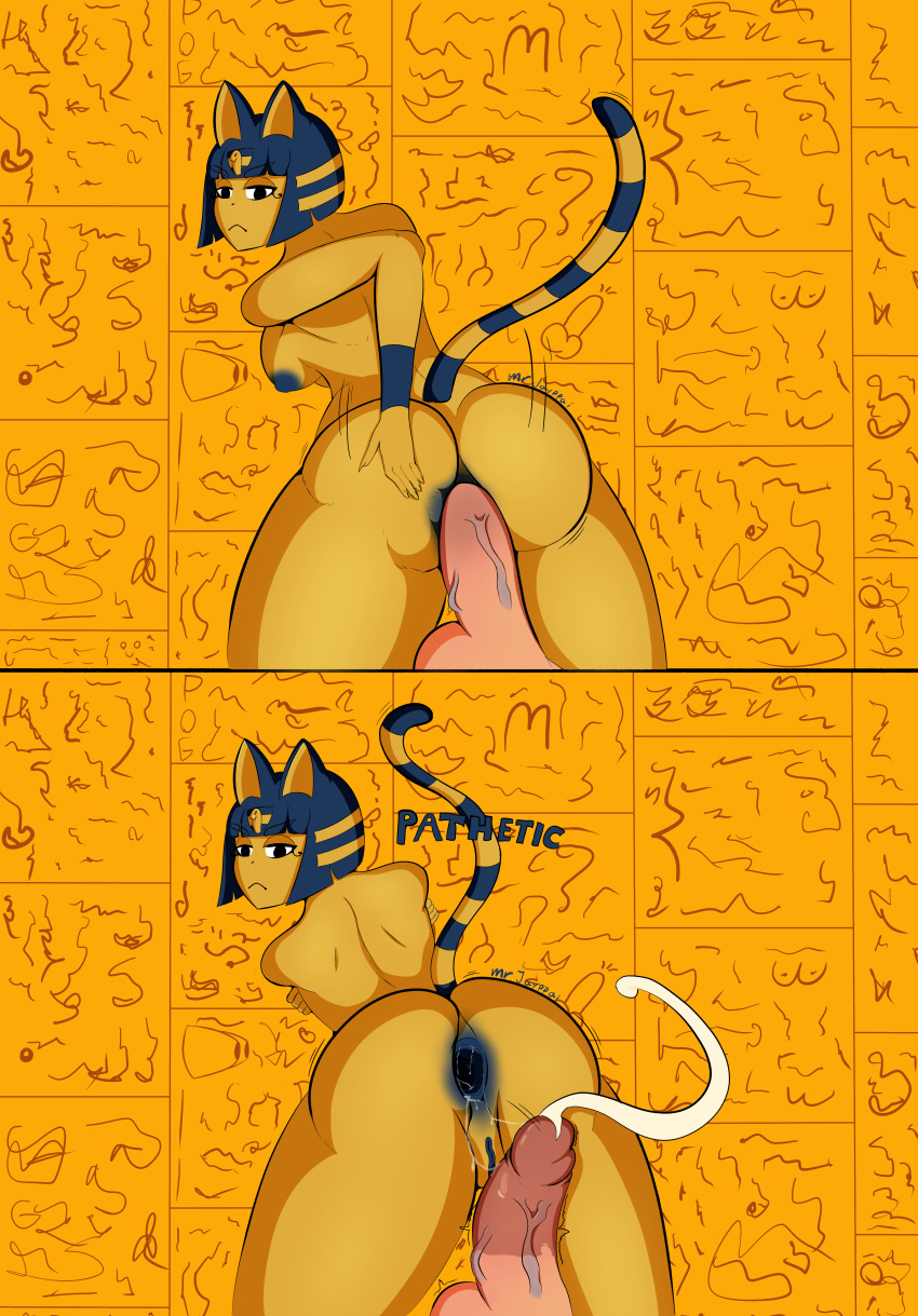 2021 animal_crossing animal_ears animal_humanoid ankha ankha_ride_(minus8) anthro anus arms_crossed ass ass_grab breasts cat_ears cat_tail catgirl cum cumshot egyptian erect_penis erection feline feline_humanoid female female/male female_focus female_on_top female_penetrated fur furry gaping gaping_anus grabbing_own_ass mrjayppai nintendo nipples pussy self_upload tail thick_thighs thighs video_games wet