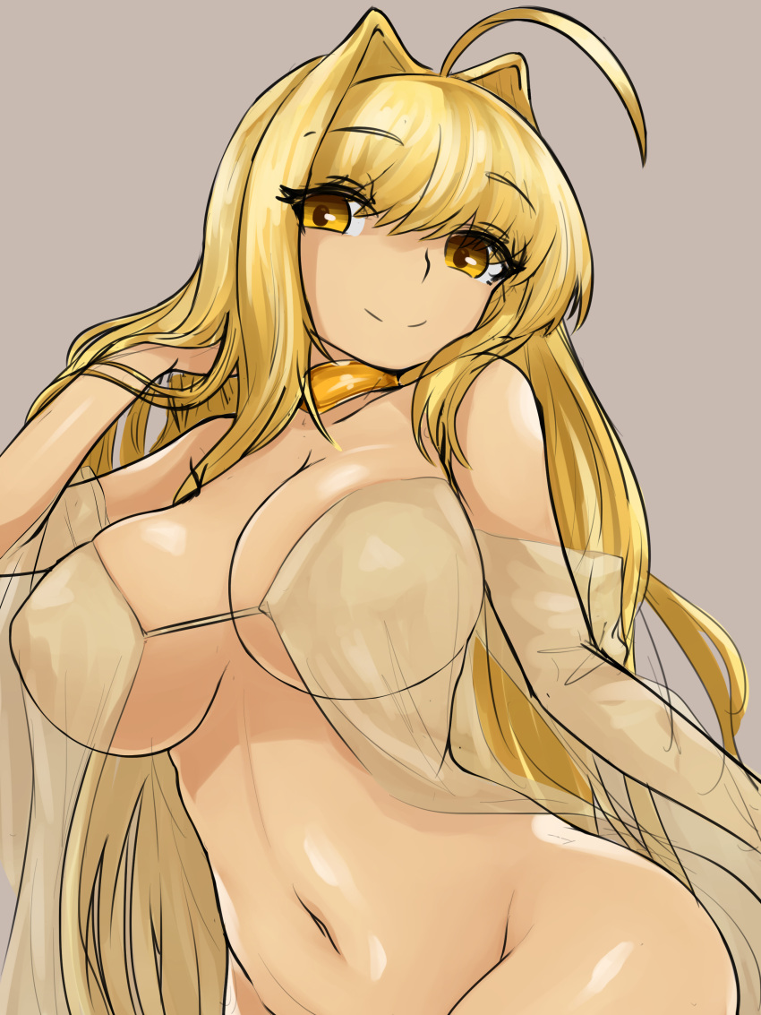 1girls absurd_res ahoge alternate_breast_size alternate_color alternate_costume animal_ears bangs big_breasts blonde_hair busty cleavage collar curvy eyebrows_visible_through_hair fate/extra fate/grand_order fate_(series) female highres long_hair looking_to_the_side navel nero_claudius_(fate) skimpy skimpy_clothes smile steamingtofu very_long_hair yellow_eyes