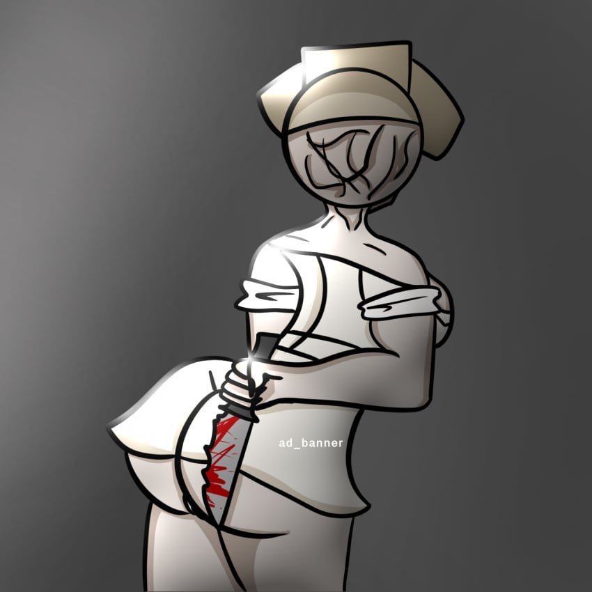 ad_banner ass ass_focus blood knife knife_behind_back nurse nurse_(silent_hill) silent_hill tagme weapon