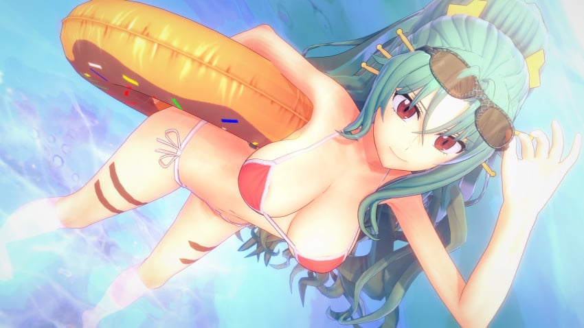 breasts female koikatsu qwqggqwq smile swimsuit tomoe_(tsuki_ga_michibiku_isekai_douchuu) tsuki_ga_michibiku_isekai_douchuu