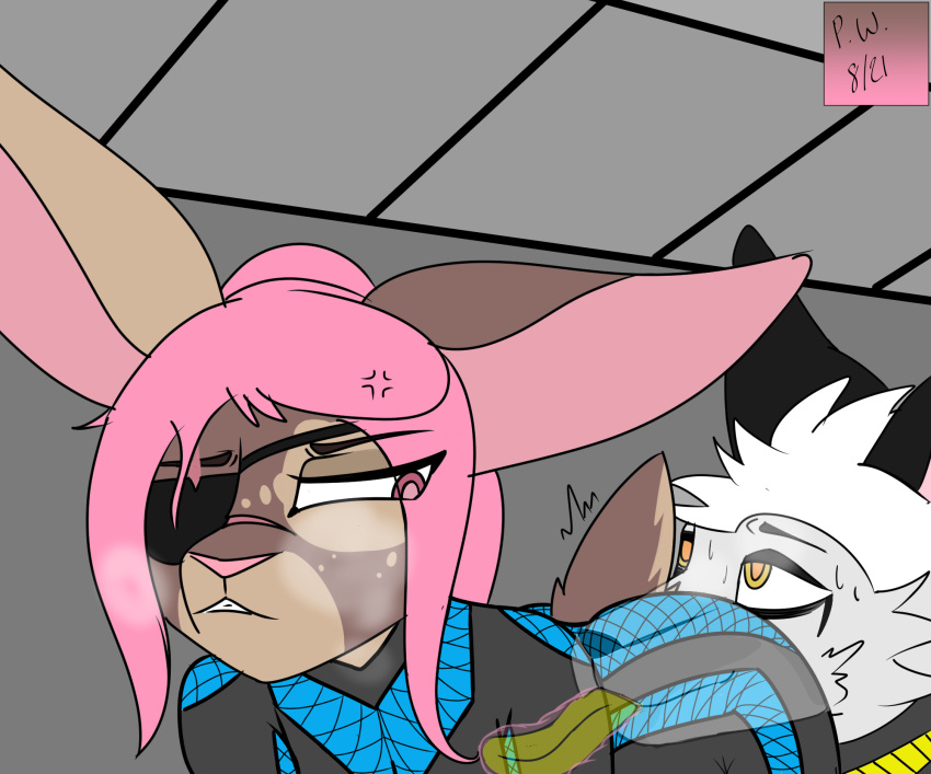 1_eye all_fours angry anthro belladonna_(prismatic_wolf) breath canid canine canis clenched_teeth clothing cross-popping_vein cunnilingus duo eye_patch eye_scar eyewear facial_scar female hair hi_res internal lagomorph leporid male male/female mammal oral panting pink_eyes pink_hair prismatic_wolf rabbit scar sex sound_effects teeth tight_clothing tired_eyes translucent vaginal_penetration wolf wolf_(prismatic_wolf) x-ray yellow_eyes