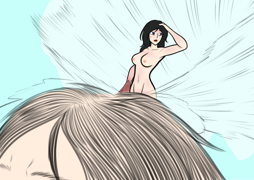 attack_on_titan breasts breasts_out cart_titan casual_exposure casual_nudity object_censor oblivious pieck_finger public_nudity shingeki_no_kyojin steam steaming_body titan_(shingeki_no_kyojin) titan_marks titan_shifter topless topless_female