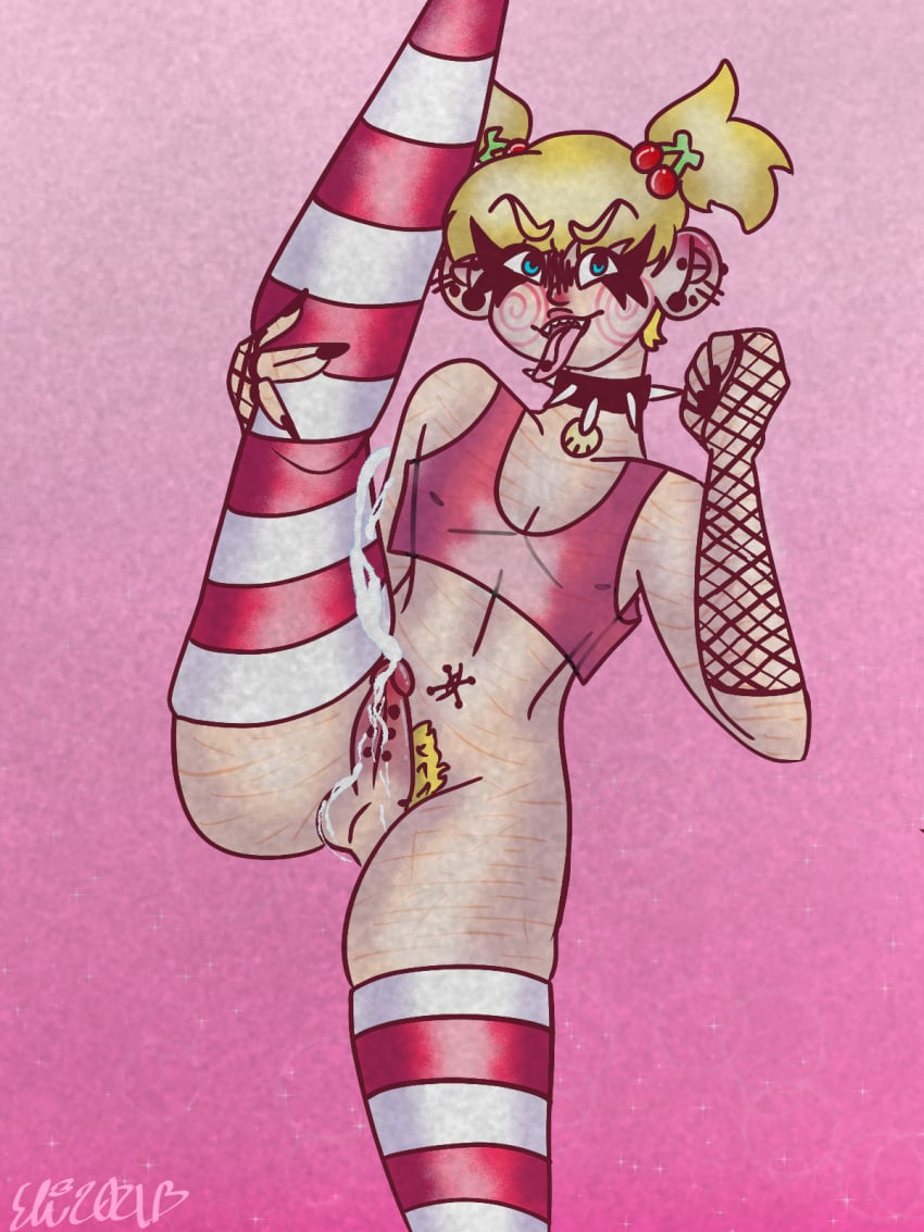 cum dezybear femboy popee_(popee_the_performer) popee_the_performer pubic_hair scars thick_thighs thighhighs twink