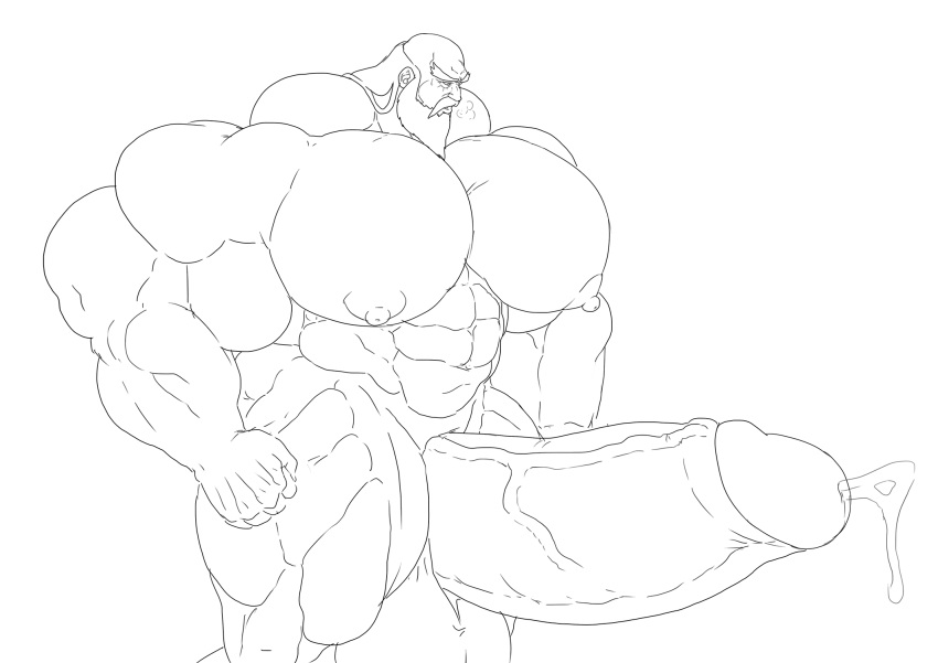 abs beard biceps capcom facial_hair gouken human human_only hyper hyper_balls hyper_genitalia hyper_penis hyper_testicles male_only monochrome muscle muscles muscular muscular_arms muscular_legs muscular_male muscular_thighs nipples pecs regnar sketch solo street_fighter veins veiny_penis