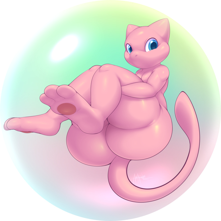 ass big_ass big_butt bubble bubble_ass bubble_butt darkrieger femboy male male_only mew nintendo pokemon pokemon_(species) straight_hair thick_thighs