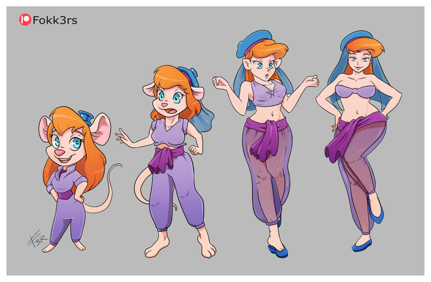 anthro anthro_to_human ass_expansion belly_dancer breast_expansion chip_'n_dale_rescue_rangers disney fokk3rs gadget_hackwrench harem_outfit humanization humanized large_breasts see-through species_transformation transformation transformation_sequence wide_hips