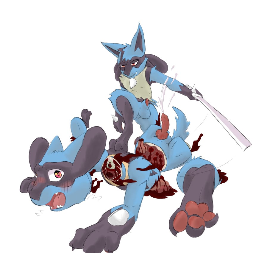 anthro canine_penis death decapitation envtoxic gay gore guro male_death penis pokemon riolu severed_head severed_leg snuff straight_hair tagme