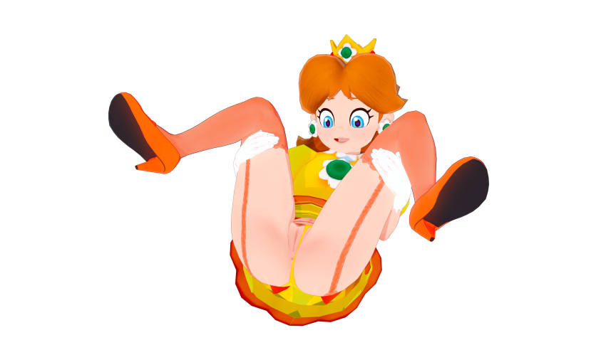 2021 3d alpha_channel butts69420 for_sticker_use garter_belt_leggings hi_res high_heels highres koikatsu legs_up mario_(series) nintendo panties panties_aside png presenting_pussy princess_daisy pumps showing_pussy sticker_template transparent_background transparent_png underwear_aside