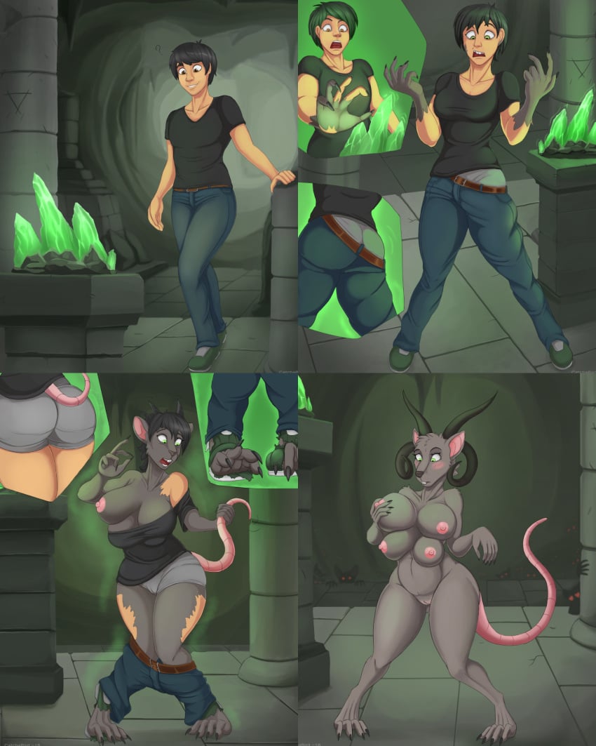 anthro ass_expansion brainwashing breast_expansion breast_growth breasts catchabird corruption expansion female gender_transformation genitals growth hi_res horn huge_breasts human_to_anthro looking_at_viewer male mammal mtf_transformation multi_breast pussy rat rat_girl rodent skaven solo species_transformation transformation warhammer_(franchise) warhammer_fantasy