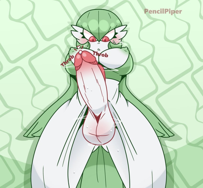 1futa 2021 areolae balls big_balls big_breasts big_penis blush bodily_fluids breasts erect_nipples erection first_person_view futa_only futanari gardevoir genitals green_nipples hi_res huge_cock humanoid intersex low-angle_view nintendo nipples pale-skinned_futanari pencilpiper penis pokémon_(species) pokemon pokemon_(species) pokemon_rse presenting presenting_penis solo standing steam sweat taker_pov text video_games