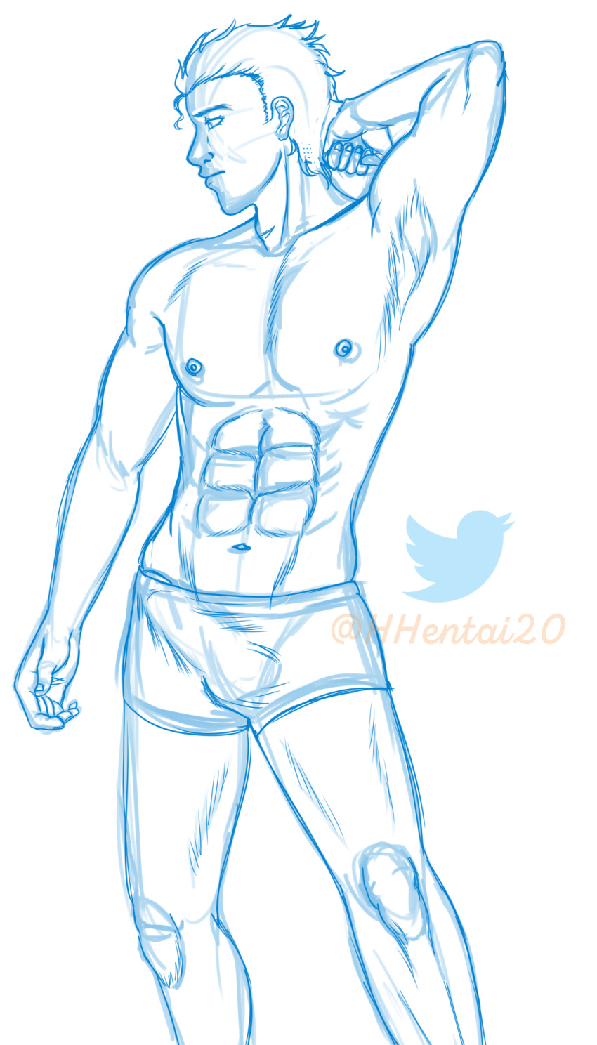 armpit armpits boxers bulge hhentai20 jojo's_bizarre_adventure jotaro_kujo male male_only muscular muscular_male sketch stardust_crusaders