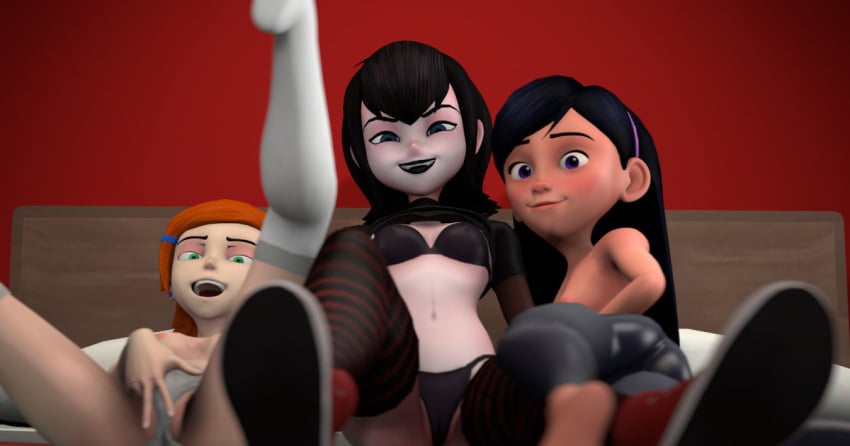 3d 3d_(artwork) 3girls ben_10 black_bra black_hair black_lipstick black_panties blue_eyes bra breasts cartoon_network crossover disney ducktape ducktapeani female_only green_eyes gwen_tennyson hotel_transylvania korbendallas long_hair mavis_dracula medium_breasts medium_hair multiple_girls nipples open_mouth open_smile orange_hair panties pixar purple_eyes red_background sfm shoes shoes_on smile smiling smooth_skin source_filmmaker striped_legwear striped_socks striped_thighhighs teeth the_incredibles thigh_high_socks thigh_highs thighhigh_socks thighhighs topless underwear vampire violet_parr