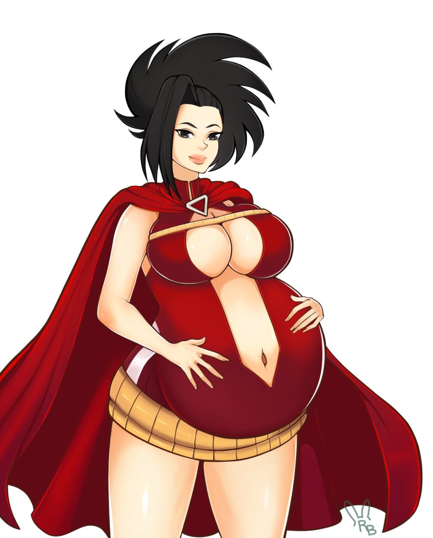 1girls big_breasts breasts cleavage female female_only huge_belly large_breasts momo_yaoyorozu my_hero_academia pregnant rabidbunny ready_to_pop