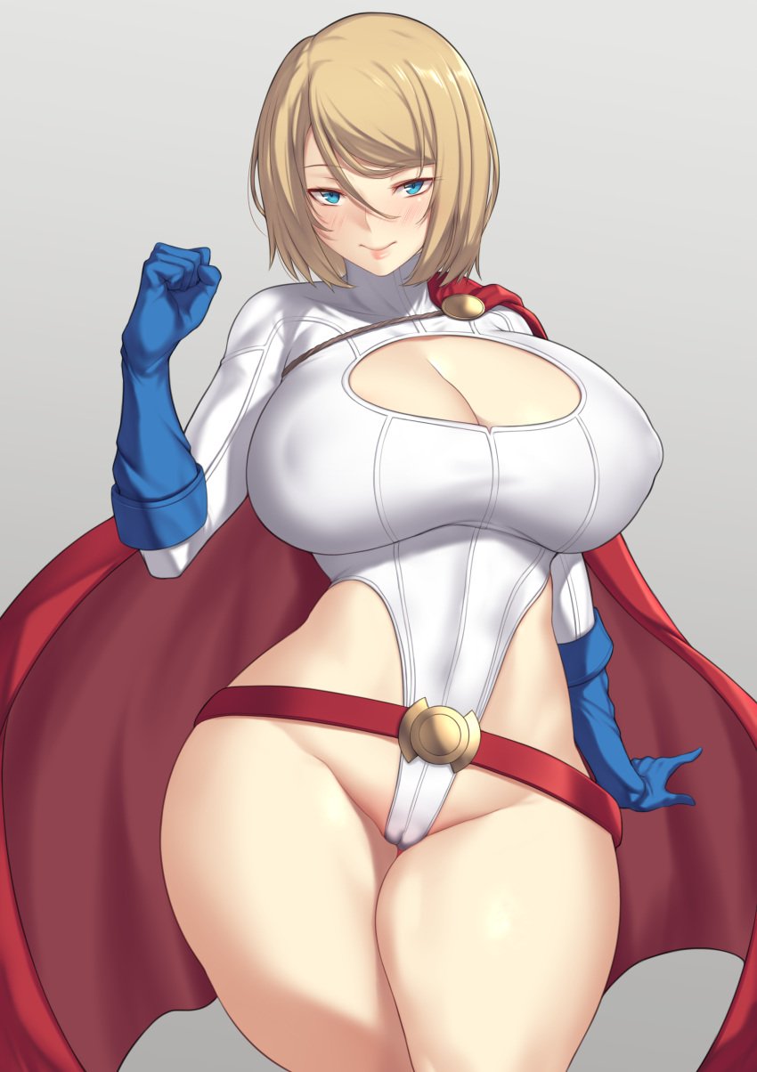 1girls alternate_version_available areolae aster_crowley bare_legs blonde_hair blue_eyes blush breasts breasts_out_of_clothes cape clothing curvaceous dc embarrassed female female_solo flexing high_resolution highleg highleg_leotard hourglass_figure huge_breasts kara_zor-l karen_starr kryptonian large_filesize legs leotard lipstick looking_at_viewer makeup muscular_thighs nipples pinup pose power_girl short_hair solo standing superheroine superman_(series) very_high_resolution