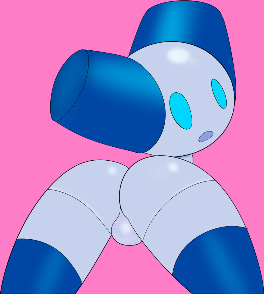 anthro ass big_ass big_butt blue_eyes butt cartoon_network looking_at_viewer male male_only mark_m pink_background robot robotboy robotboy_(character) simple_background tagme