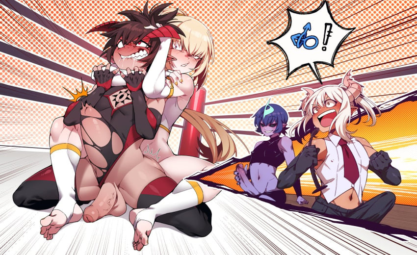 4boys ain(in) anal anal_sex black_hair black_thighhighs blonde_hair blush chokehold choking clenched_teeth demon demon_king demon_king_(in) docu_(doppel) erection femboy femboy_on_femboy fight foreskin girly grin horns long_hair male male_only male_penetrating male_with_painted_nails open_mouth original original_character penetration penis penis_grab pink_horns red_eyes red_horns ripped_clothing rough_sex ruby_(nox) stomach_bulge thighhighs thighs thong_leotard toeless_socks uncensored veiny_penis white_elbow_gloves wrestling wrestling_ring zvz6iat9r3xmek5