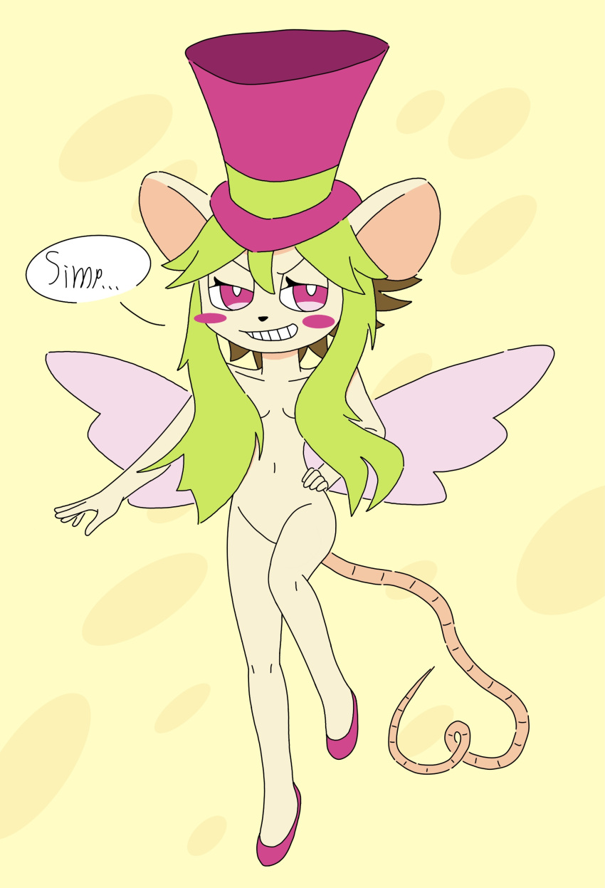 anthro green_hair mad_rat_dead nude nude_female rat_god rat_god_(mad_rat_dead)