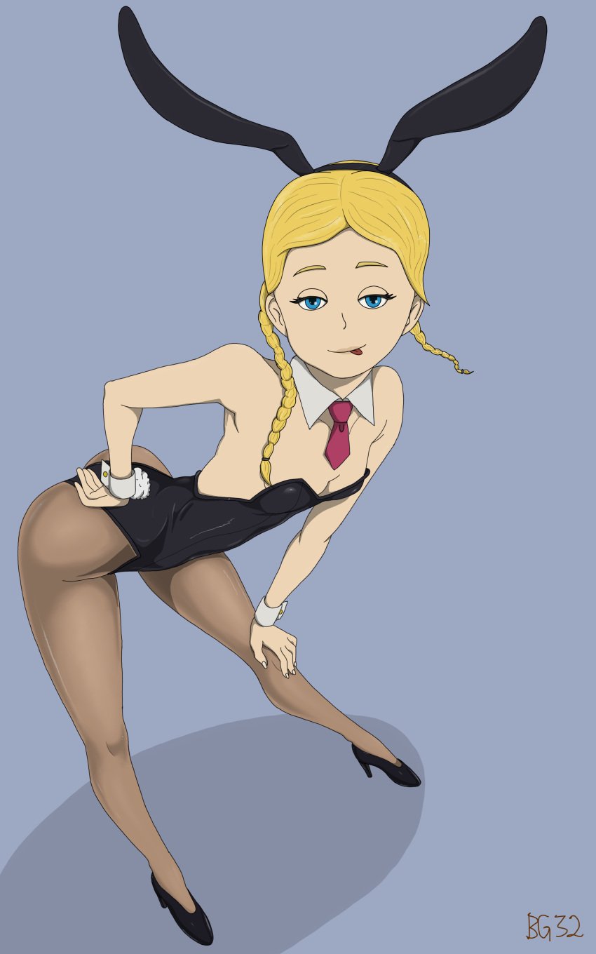 aged_up bandgeek32 blonde_hair blue_eyes bunnysuit long_legs pantyhose playboy_bunny smug victoria_best wordgirl